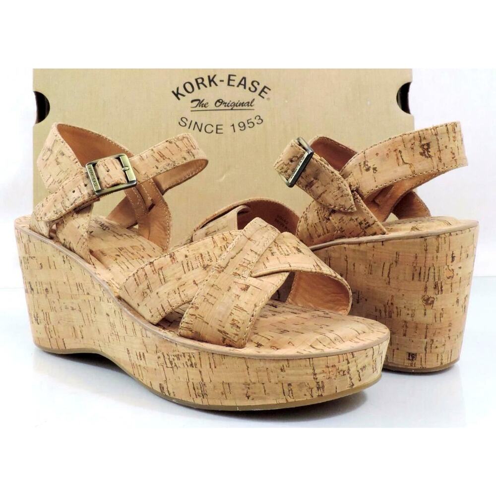 Women's Shoes Kork Ease Size 10 AVA Platform Wedge Sandals Comfort Natural Cork